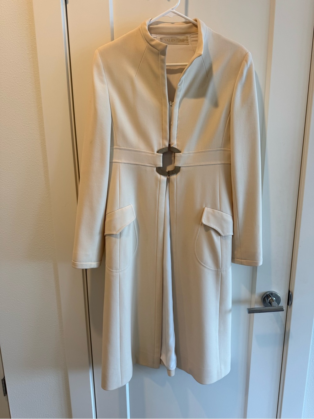 Vintage!!! Valentino Garavani Cream Waist-Buckle Trench Coat